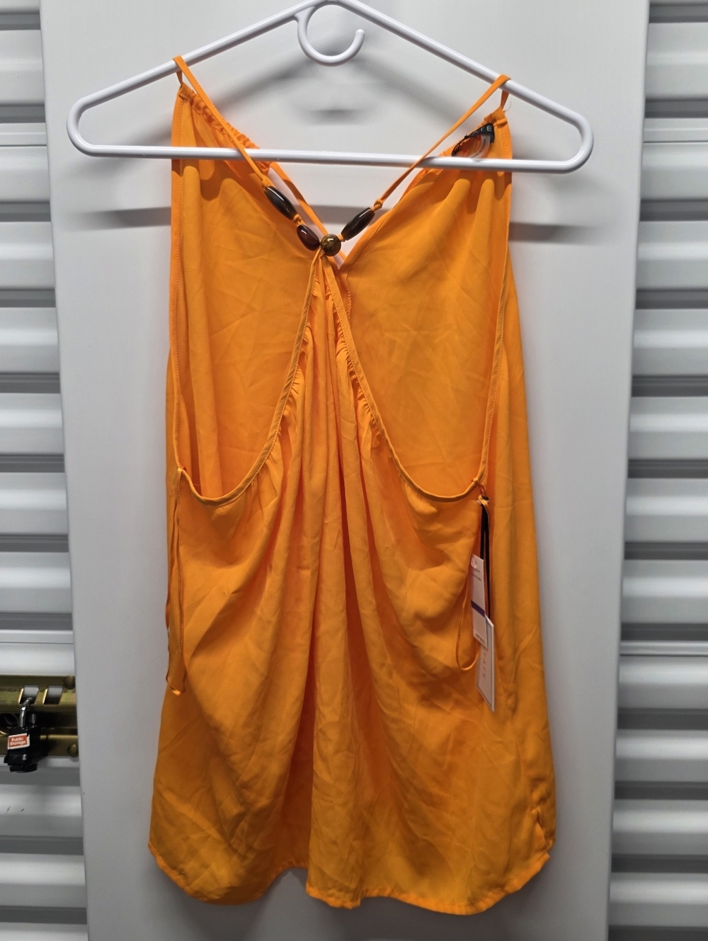 1 SLATE Orange Top Cami Spaghetti Straps Feminine Quiet Luxury Women XL